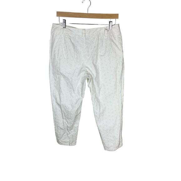 💰Liz Claibourne Petite Audra 100% Cotton White Eyelet Ankle Pants - Size 14 P - Picture 3 of 10